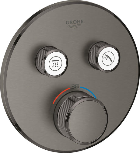 Grohe grohtherm smartcontrol thermostatiche douchekraan - inbouw mengkraan - met omstelling - rond - hard graphite geborsteld (mat donkergrijs)
