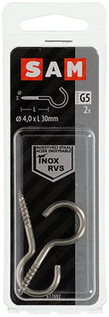 Mack 1019897 - schroefhaak roestvrijstaal 2 st 4,0x30 mm | 10 stuks