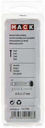 Mack 1017890 - metalen hollewandplug verzinkt4 st 8 x37 mm | 10 stuks