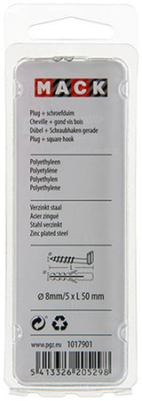 Mack 1017901 - plug + schroefduim polyeth 4 st 8mm 5x50mm | 5 stuks