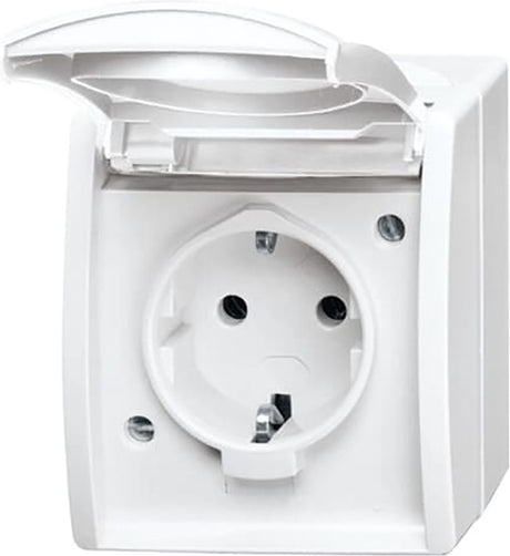Busch-jaeger 20 ew-54 ocean (opbouw) wandcontactdoos met randaarde spatwaterdicht wit
