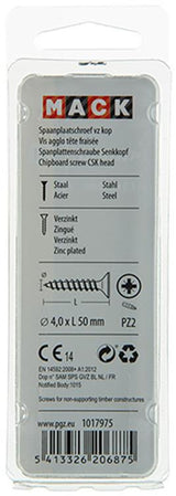 Mack 1017975 - spaanplaatschroef vz kop geelverz. 35st 4,0 x 50 mm | 5 stuks