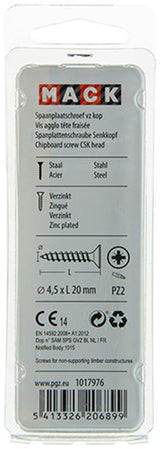Mack 1017976 - spaanplaatschroef vz kop geelverz. 70st 4,5 x 20 mm | 5 stuks