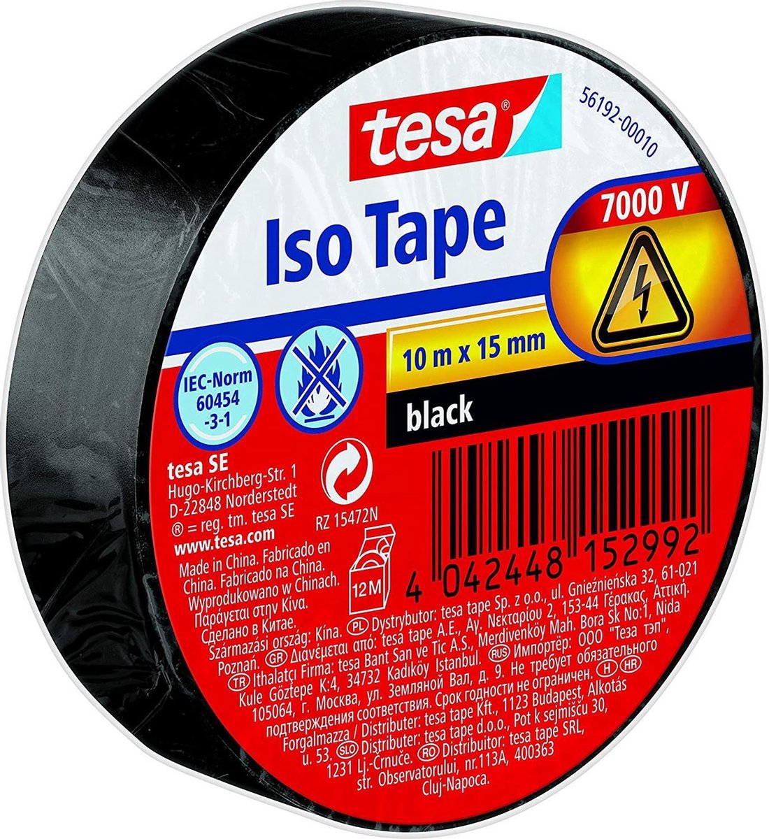Tesa 56192-00010-22 isolatietape zwart (l x b) 10 m x 15 mm 1 stuk(s)