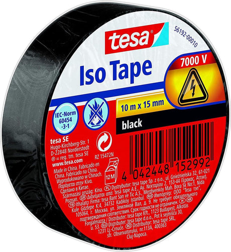 Tesa 56192-00010-22 isolatietape zwart (l x b) 10 m x 15 mm 1 stuk(s)