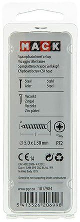 Mack 1017984 - spaanplaatschroef vz kop geelverz. 40st 5,0 x 30 mm | 5 stuks