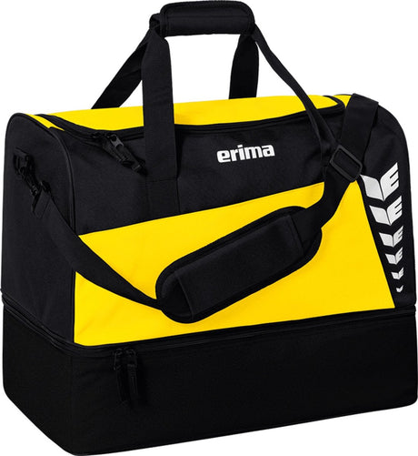 Erima six wings (small) sporttas met bodemvak - geel zwart | maat: s