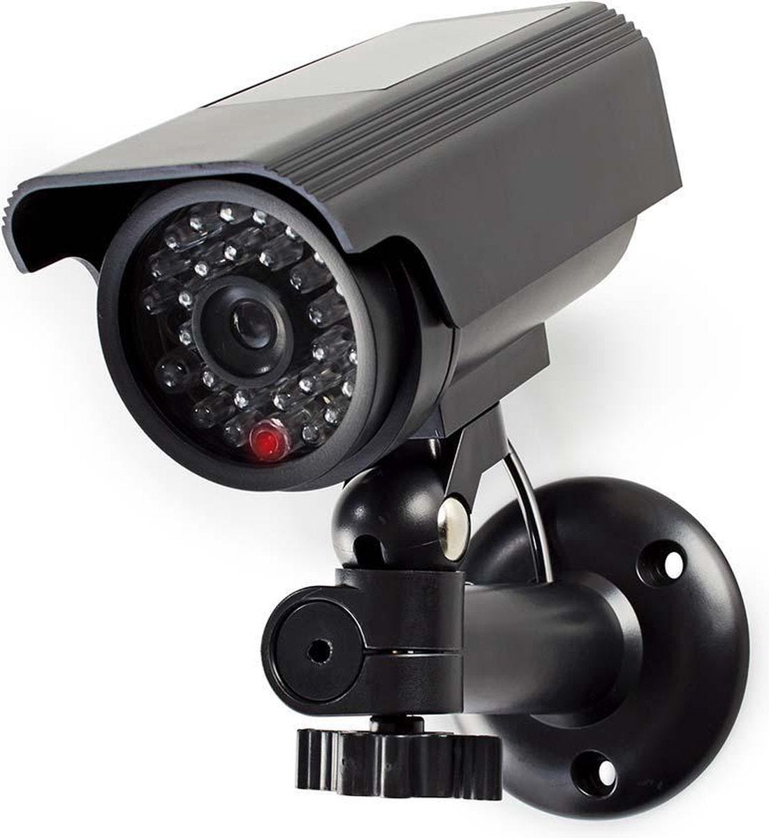 Nedis dummy beveiligingscamera - bullet - ip44 - batterij gevoed solar powered - buiten - inclusief muurbeugel - zwart