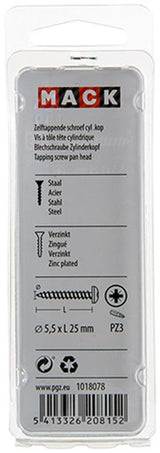 Mack 1018078 - zelftappende schroef cylkop verz. 22 st 5,5 x 25 mm | 5 stuks