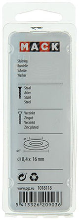 Mack 1018118 - sluitring staal verzinkt 100 st 8,4 x 16 mm | 5 stuks