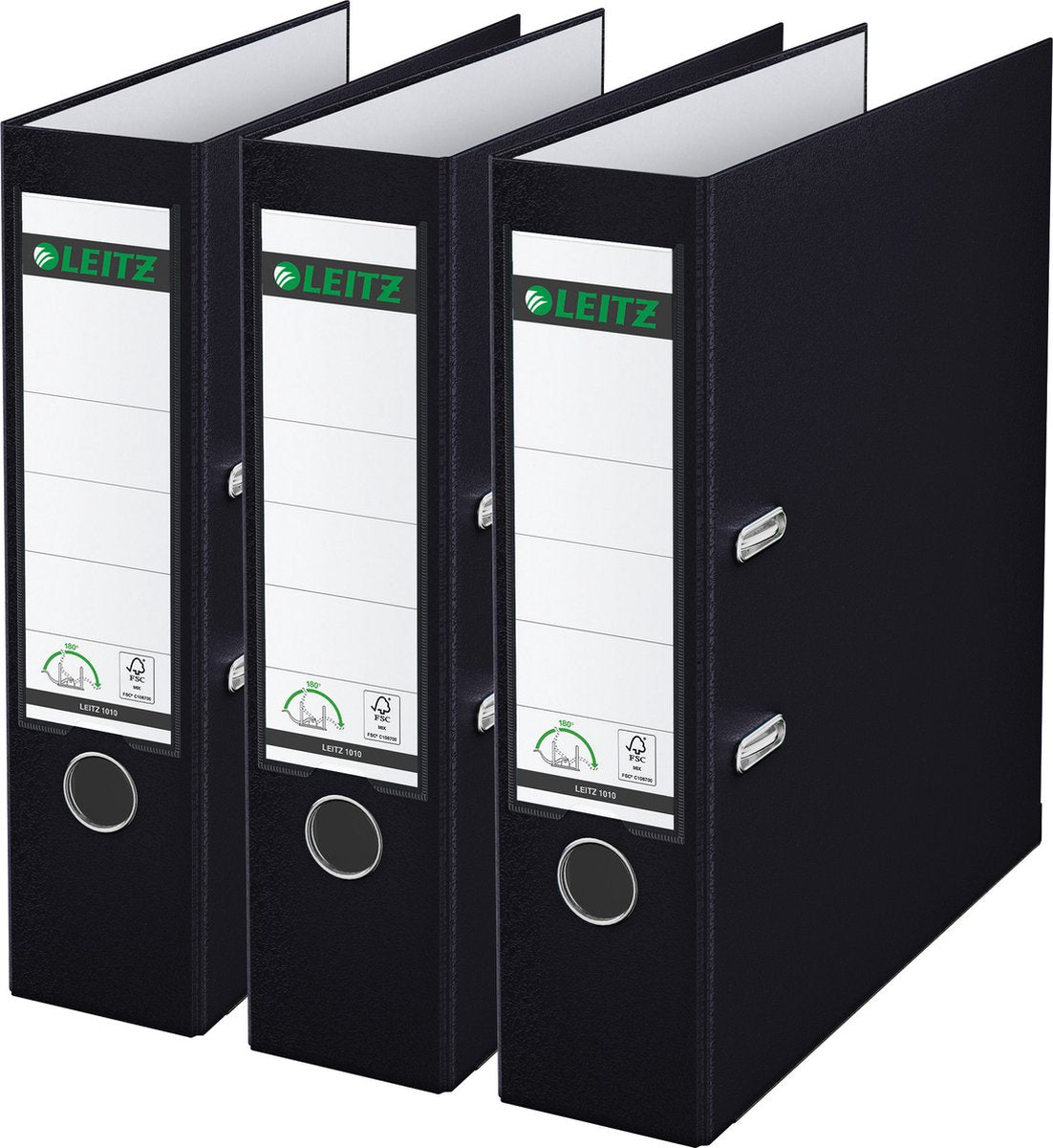 Leitz 180° ordner pp a4 - rugbreedte van 80mm - voordeelverpakking (3 stuks) - zwart