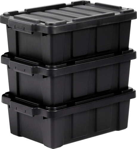 Iris powerbox robuust opbergbox - 12,5l - 100% recycled kunststof - zwart - set van 3
