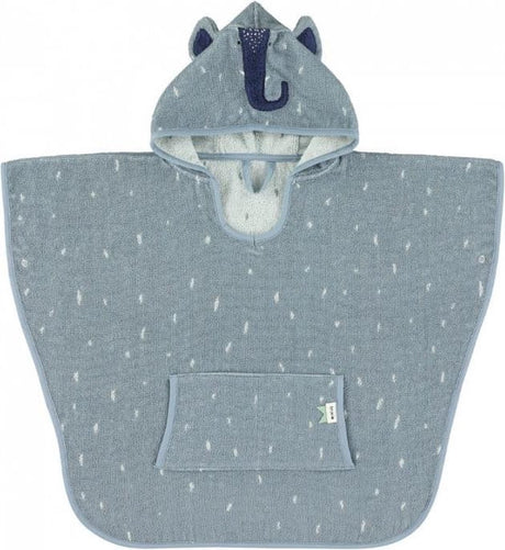 Trixie poncho - mrs. elephant - 100% biologisch katoen - badcape kind met capuchon - met leuke details