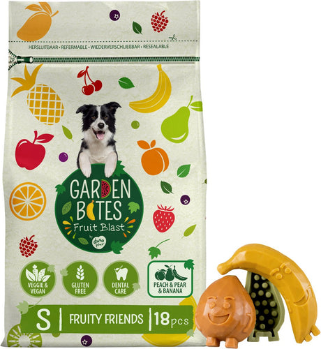 Garden bites duvoplus - fruity friends hondensnacks - hondensnoepjes - vegetarisch glutenvrij - small 18st