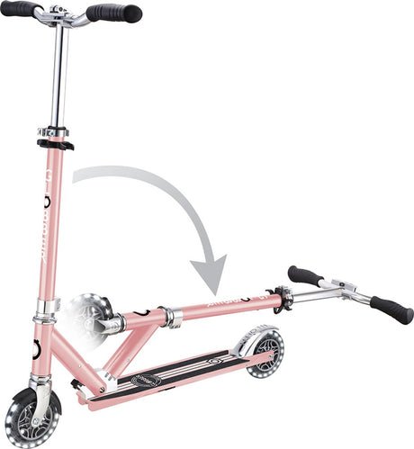 Globber kinderstep - flow - roze chrome - lichtgevende wielen - vouwbaar - vanaf 5 jaar
