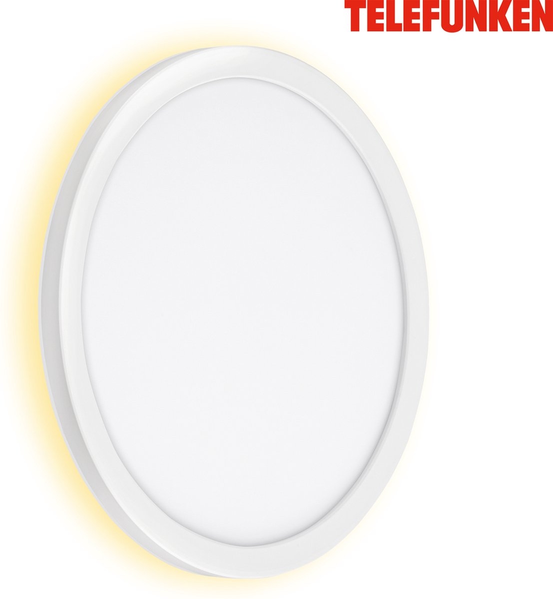 Telefunken - nizza - led wandlamp buiten, ip44, 4000k, 15w, ø28cm, wit