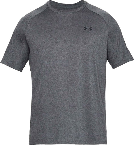 Under armour ua tech 2.0 ss tee-gry heren sportshirt - carbon heather - zwart
