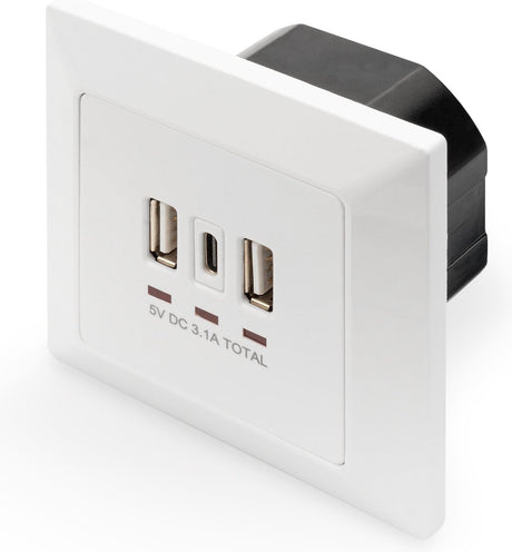 Digitus da-70618 wandcontactdoos 2 x usb a + 1 x usb c wit