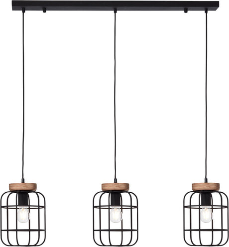 Brilliant gwen - hanglamp - e27 max 3x40w - zwart hout