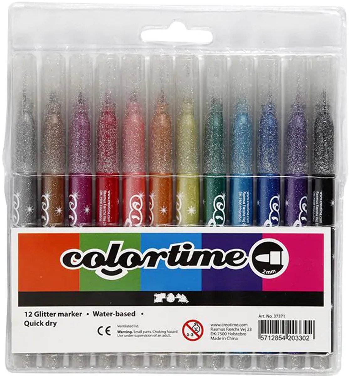 Colortime glitterstiften, 12st.