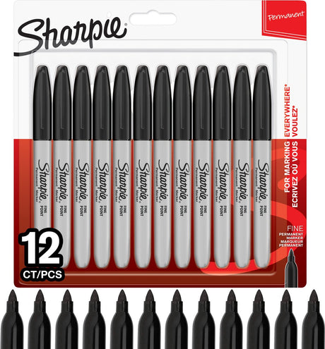 Sharpie -permanentmarkers | fijne punt | zwarte inkt | 12 stuks