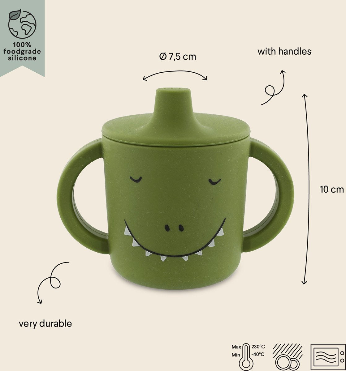 Trixie tuitbeker - mr. dino - drinkbeker voor baby - antilek beker - voor baby's vanaf 4 maanden - van siliconen - geschikt voor de vaatwasser