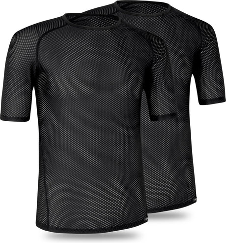 Gripgrab - ultralight mesh 2pack korte mouw base layer zomer fiets ondershirt polygiene zweethemd - zwart - heren - maat xl