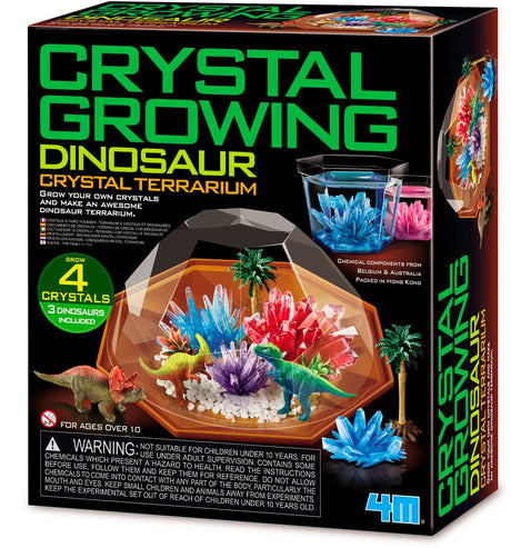 4m wetenschap en spel - groei kristallen - dino terrarium - 4 x kristal 3 x dinosaurus - 10+