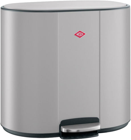 Wesco multicollector 2 prullenbak afvalscheiding (2x25 liter) | 50 liter | metaal - cool grijs mat | duo pedaalemmer met soft close en geurfilter