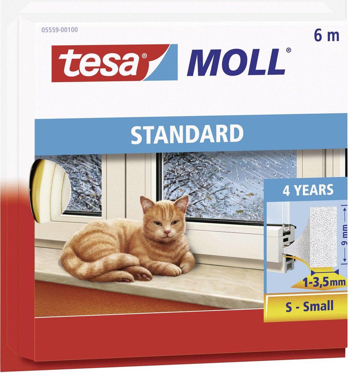 Tesa moll tochtstrip - i-profiel - voor ramen en deuren - wit - 6 meter