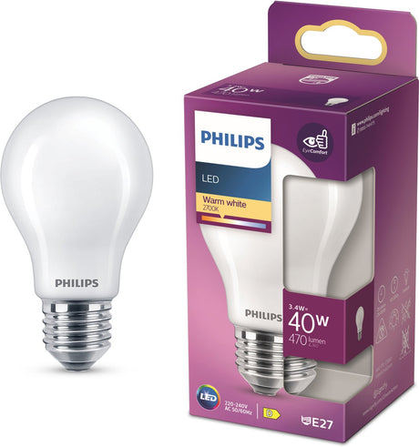 Philips led gls e27 4,5-40w 2700k filament mat blister - 5102512
