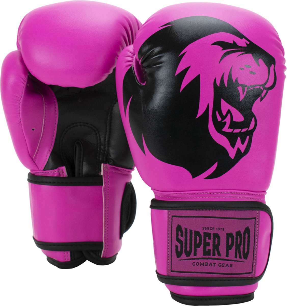 Super pro combat gear talent (kick)bokshandschoenen roze zwart 4oz