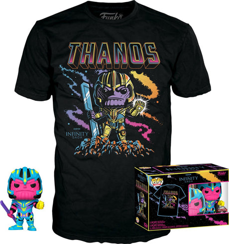 Marvel funko the avengers verzamelfiguur tshirt set -s- pop! tee box thanos blacklight zwart