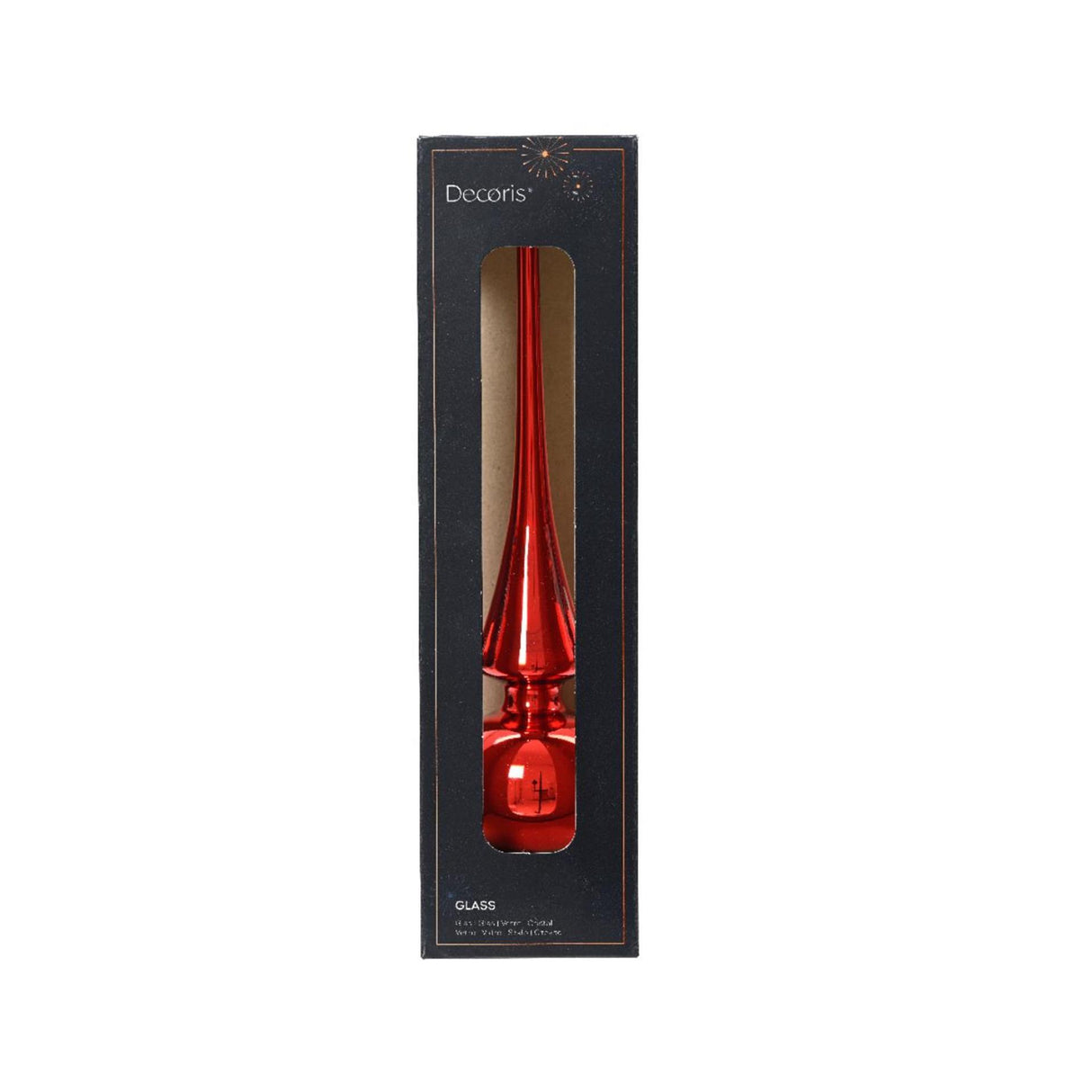 Decoris piek glas glans kerst rood 26cm