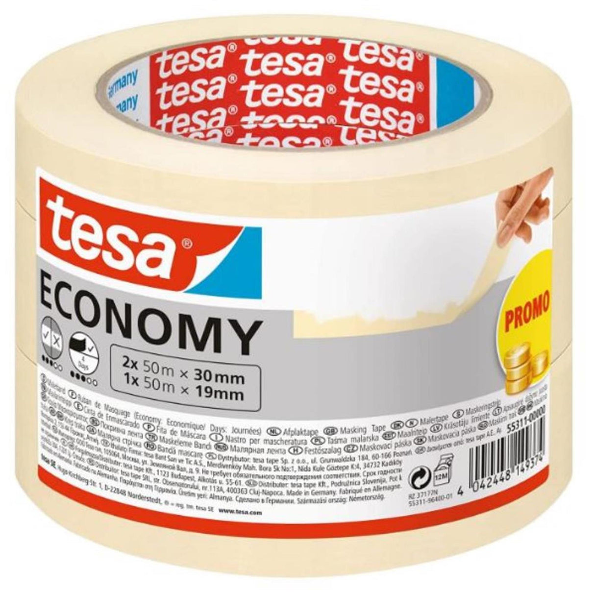 Tesa afplakband eco set a 3 stuks