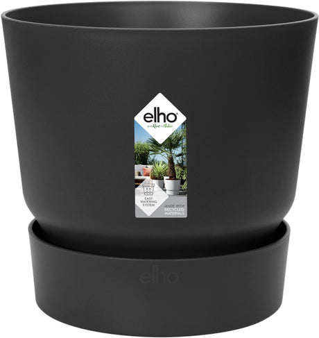 Elho greenville rond 55 - grote bloempot voor buiten met waterreservoir - 100% gerecycled plastic - ø 55 x h 50 cm - living black
