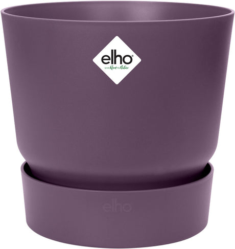 Elho greenville rond 30 - grote bloempot voor buiten met waterreservoir - 100% gerecycled plastic - ø 29.5 x h 27.8 cm - vintage pruim