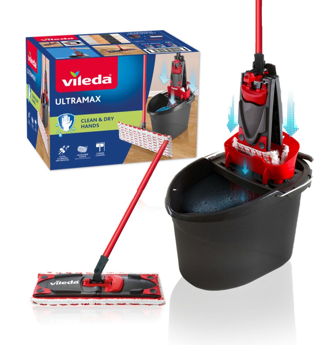 Vileda ultramax dweilsysteem - complete vloerwisserset met emmer en pers