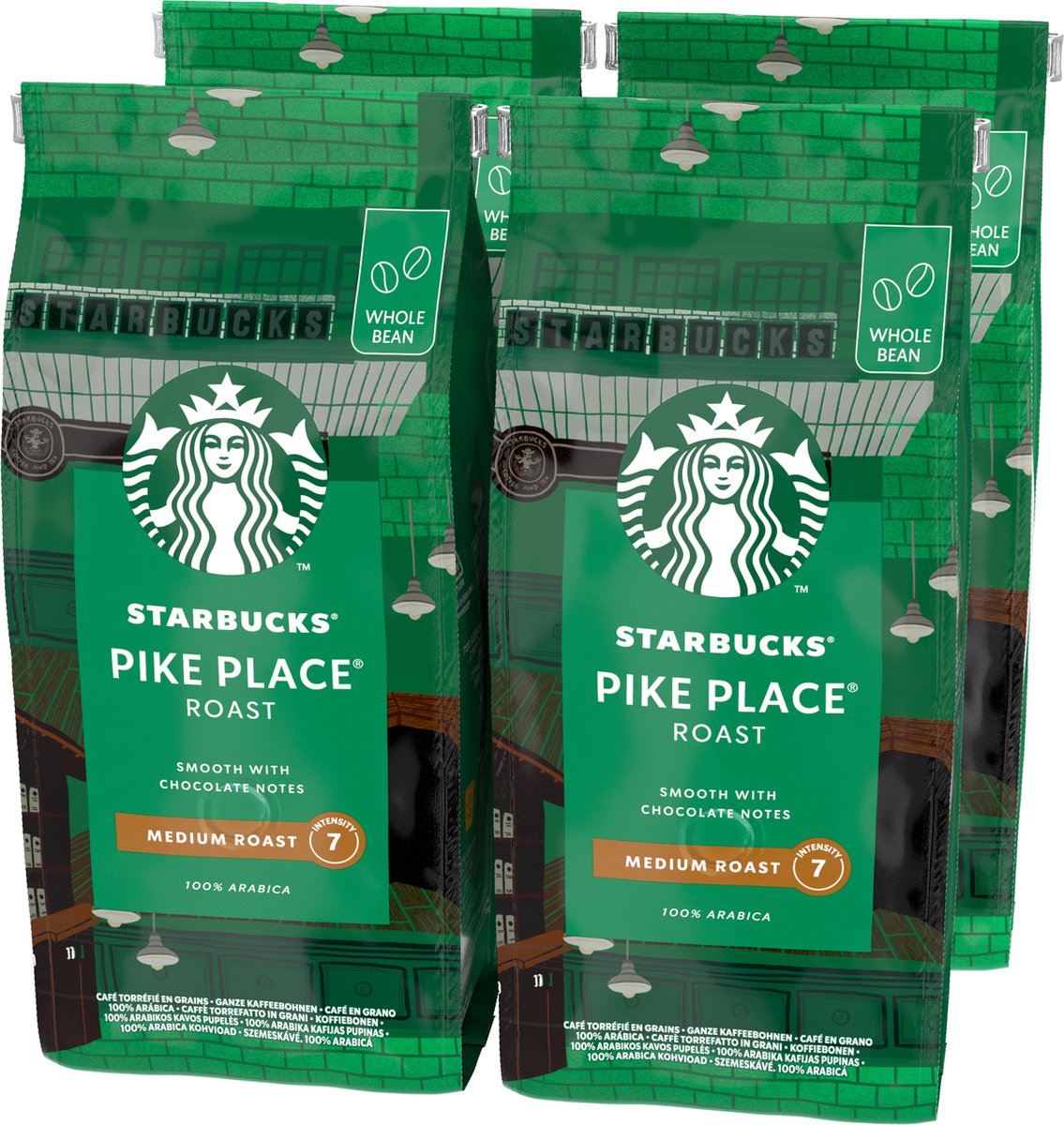 Starbucks pike place roast koffiebonen - 4 zakken x 450g