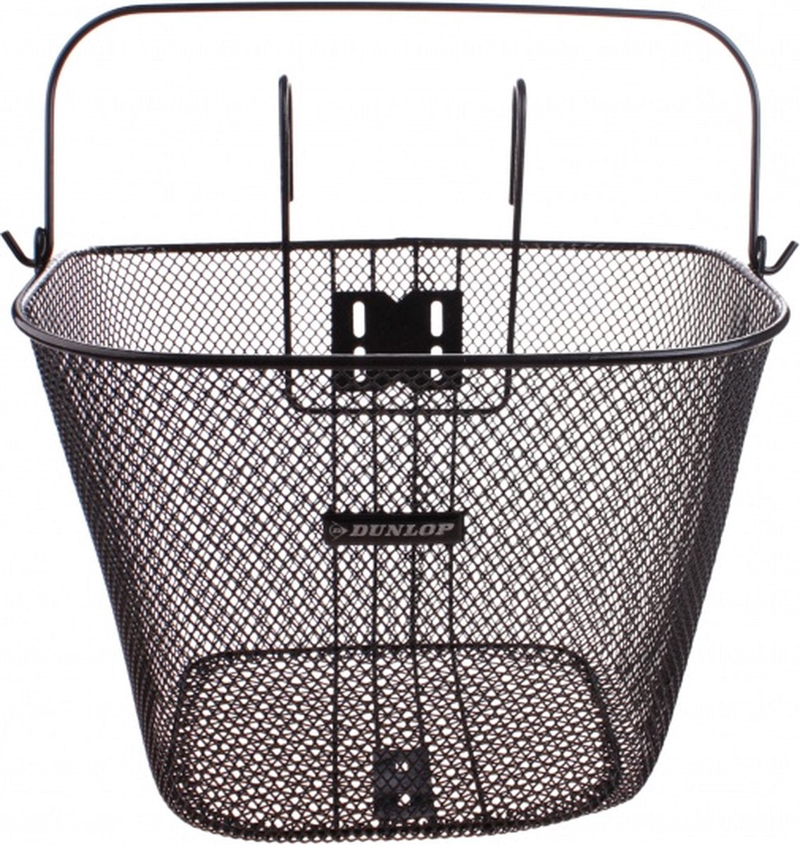 Dunlop fietsmand stuur 22l - fiets mand met handvat en haken - fietsmandje 34 x 24,5 x 26 cm - geschikt voor elektrische fiets, omafiets en stadsfiets - metaal - zwart
