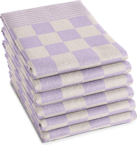 Ddddd - 6x theedoek - barbeque - 65x65 cm - pastel lila - set van 6 stuks