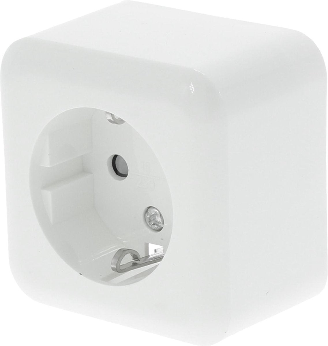 Q-link - wandcontactdoos - opbouw - 1-voudig stopcontact - randaarde - kinderbeveiliging - polarwit