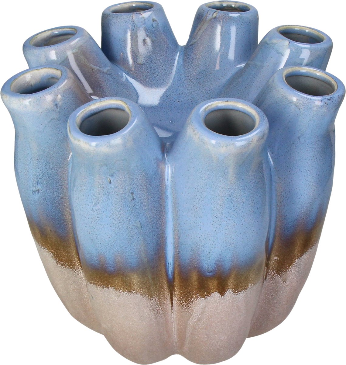 Hd collection vaas stoneware blauw 24,5x24,5x23,5cm