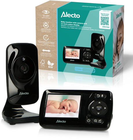 Alecto babyfoon met camera - dvm71black - nieuwe versie - nachtzicht - energiebesparend en uitbreidbaar - zwart
