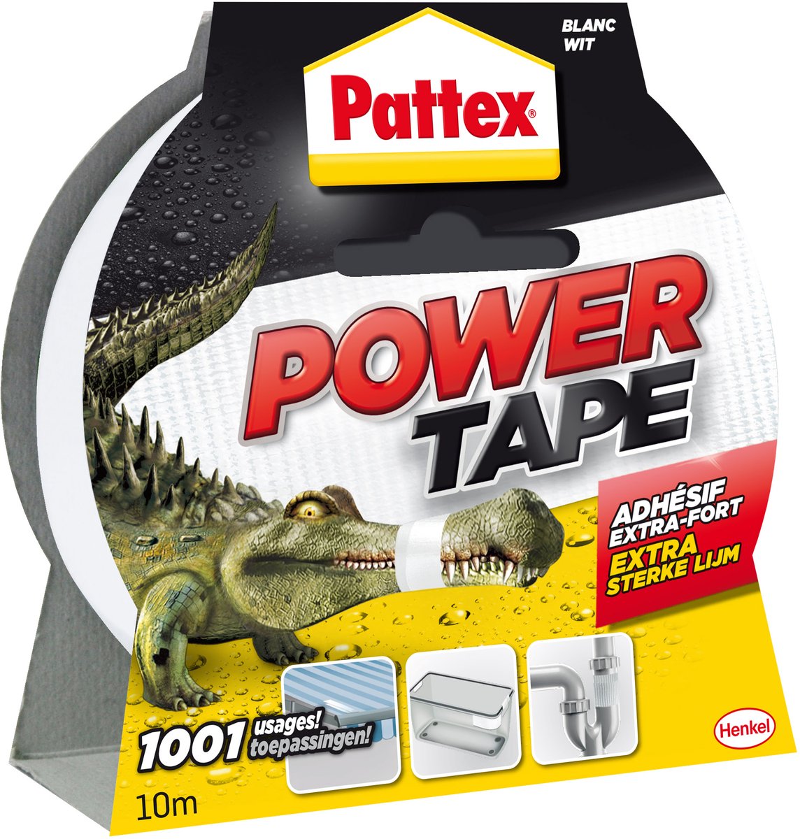 Pattex power tape 10 m wit | power ducktape voor universeel gebruik | waterdichte extreem sterk | premium grip ducktape.