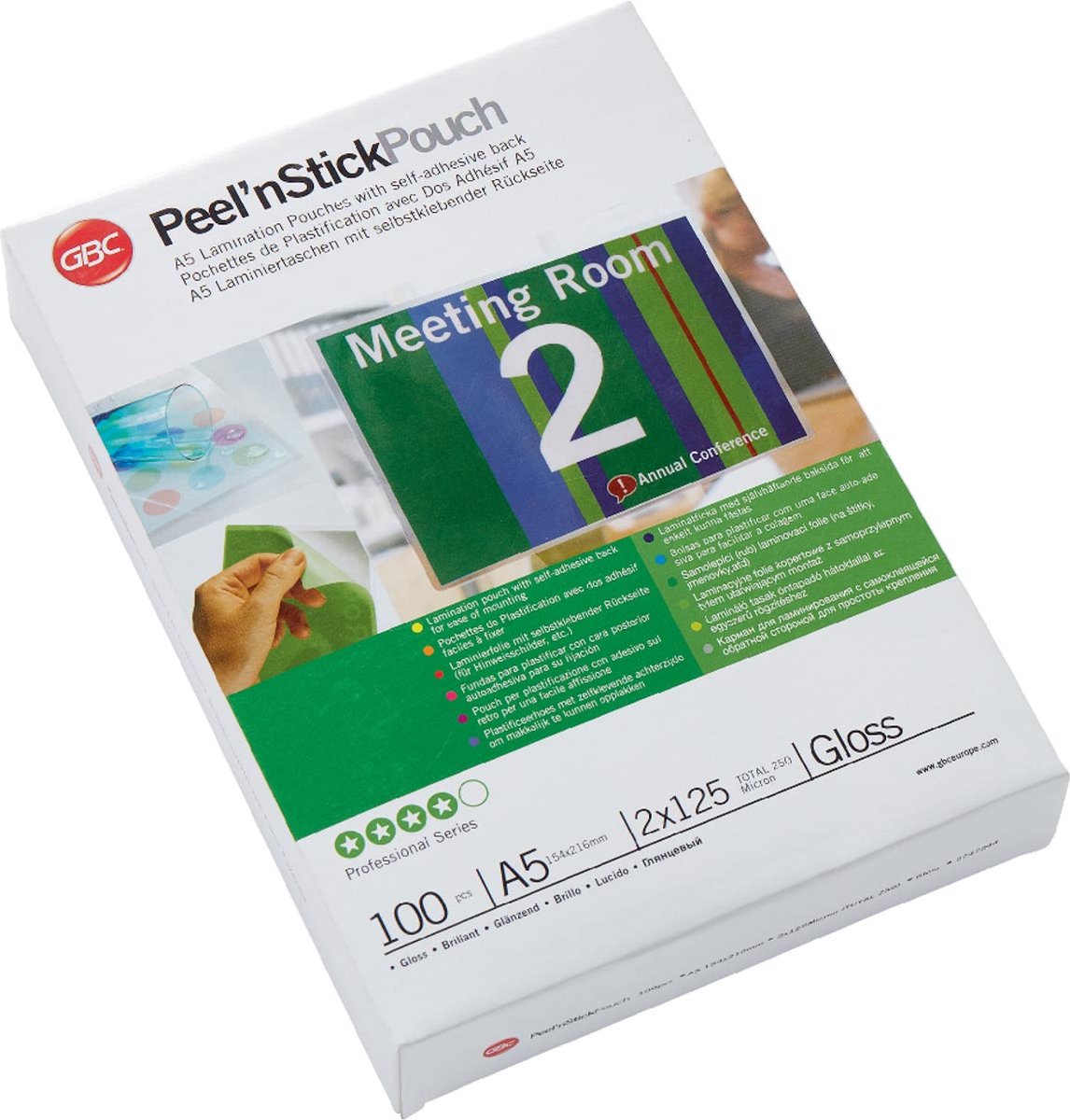 Gbc peel'nstick lamineerhoezen - voor a5 documenten - 2 x 125 = 250 micron - 100 stuks