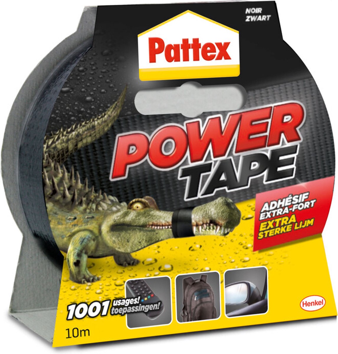 Pattex power tape 10 m zwart | power duct tape voor universeel gebruik | waterdichte extreem sterk | premium grip ducktape