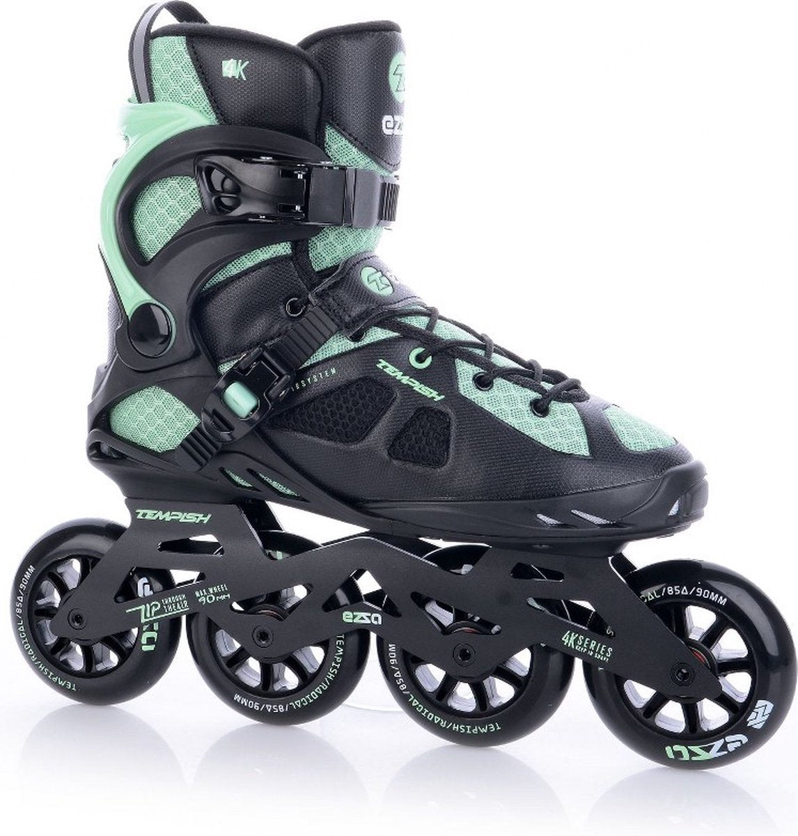 Tempish ezza 90 dames skeelers – 4x90mm wielen – fitness inline skates – zwart groen – maat 38