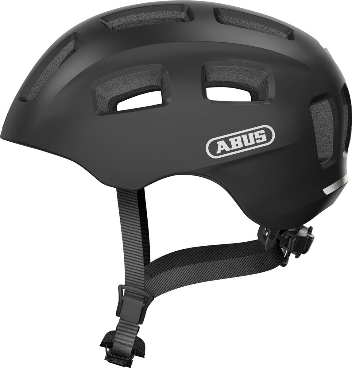 Abus fietshelm youn-i 2.0 - met licht voor kinderen, tieners en jongvolwassenen - voor meisjes en jongens - mat zwart, maat m