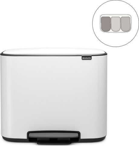Brabantia bo prullenbak - 3 x 11 liter - afvalscheiding - white